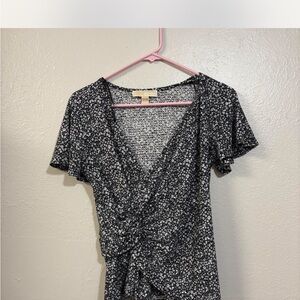 Michael Kors Black and White flower and butterfly Patterned blouse